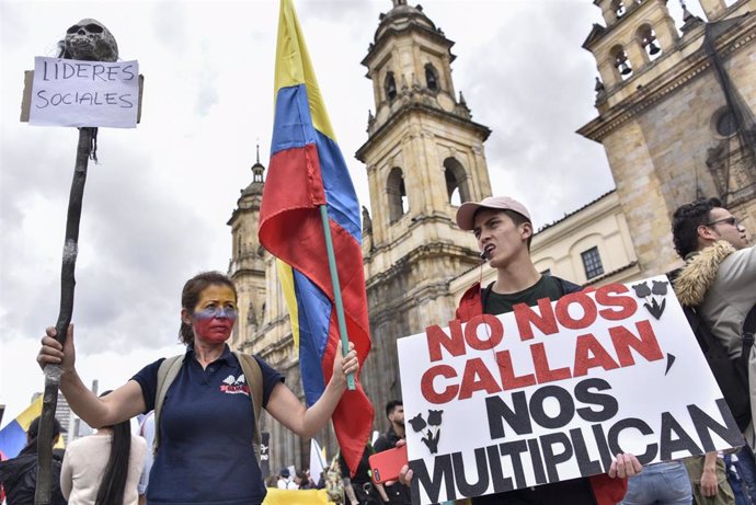 Protesta por los asesinatos de líderes sociales en Colombia (Imagen de archivo)