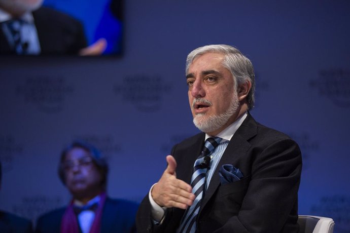 El president de l'Alt Consell de l'Afganistan per a la Reconciliació Nacional, Abdulá Abdulá, en una conferncia en Davos