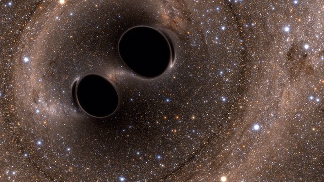 Recreación de la fusión de dos agujeros negros