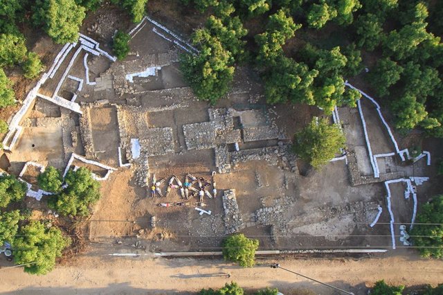 Vist aérea de los restos del palacio de Tel Kabri