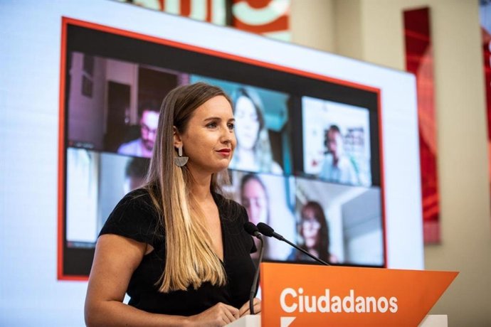 La portavoz de la Ejecutiva nacional de Ciudadanos, Melisa Rodríguez, en rueda de prensa en la sede del partido.