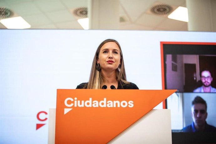 La portavoz de la Ejecutiva nacional de Ciudadanos, Melisa Rodríguez, en rueda de prensa en la sede del partido.