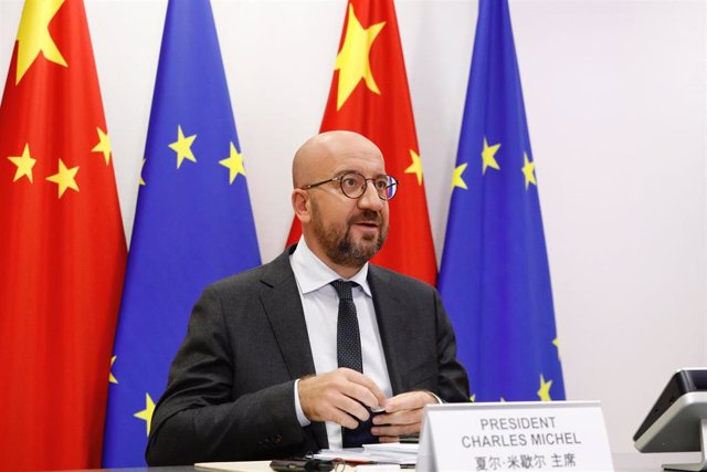 El presidente del Consejo Europeo, Charles Michel, durante la cumbre con China