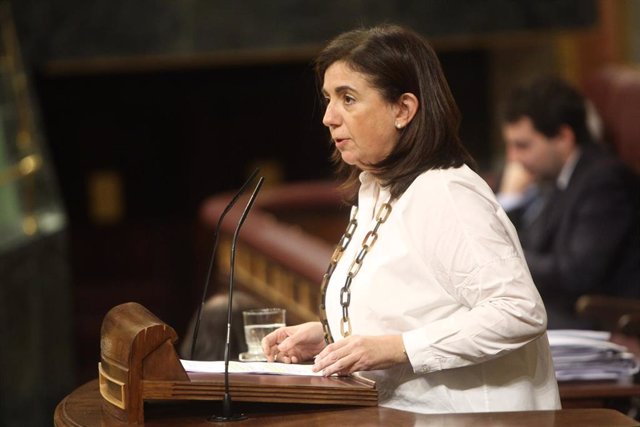 La portavoz del Grupo Popular en el Congreso de los Diputados, Sandra Moneo, interviene desde la tribuna en un pleno