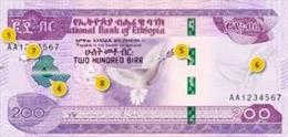Medidas de seguridad del nuevo billete de birr, la moneda de Etiopía