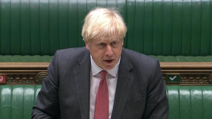 El primer ministro británico, Boris Johnson, en la Cámara de los Comunes del Parlamento británico