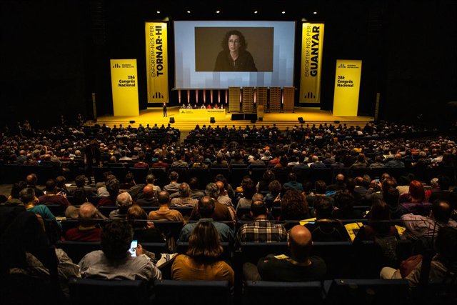 Marta Rovira durant una videoconferència en el 28è Congrés Nacional d'ERC. Barcelona, Catalunya (Espanya), 21 de desembre del 2019