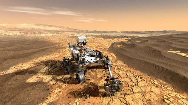 El rover Perseverance de la NASA, que se muestra en esta representación artística, aterrizará en el cráter Jezero de Marte en febrero de 2021 y comenzará a recolectar muestras de suelo poco después
