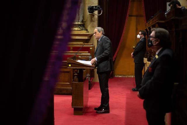 El president de la Generalitat, Quim Torra, en el debat de política general al Parlament.