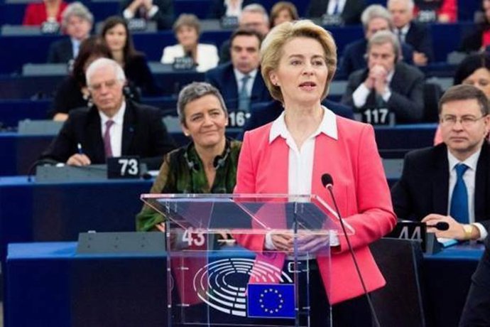 La presidenta de la Comisión Europea, Ursula von der Leyen, en el Parlamento europeo