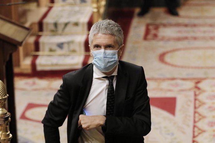 El ministro del Interior, Fernando Grande-Marlaska, durante una sesión de control al Gobierno en el Congreso