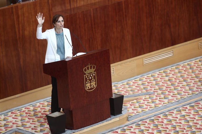 La líder regional de Más Madrid, Mónica García, interviene durante la segunda jornada del Pleno del Debate del Estado de la Región en Madrid (España), a 15 de septiembre de 2020. En esta segunda sesión participarán los grupos parlamentarios, después de 