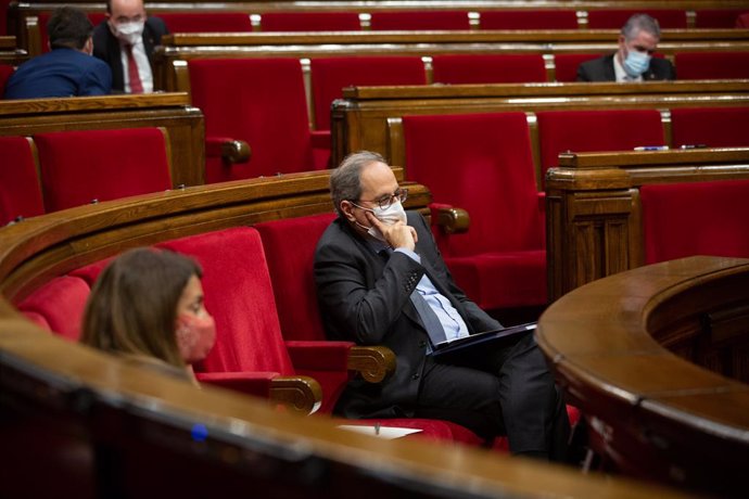 El president de la Generalitat, Quim Torra, durant el debat de política general al Parlament. Barcelona, Catalunya (Espanya), 16 de setembre del 2020. 