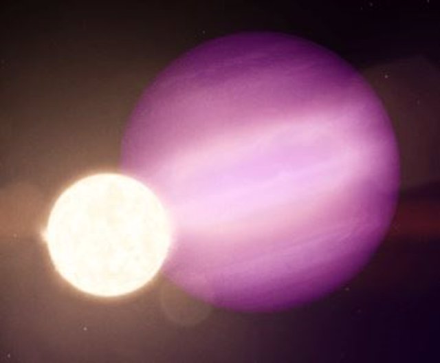 En esta ilustración, WD 1856b, un planeta potencial del tamaño de Júpiter, orbita su tenue estrella enana blanca cada día y medio.