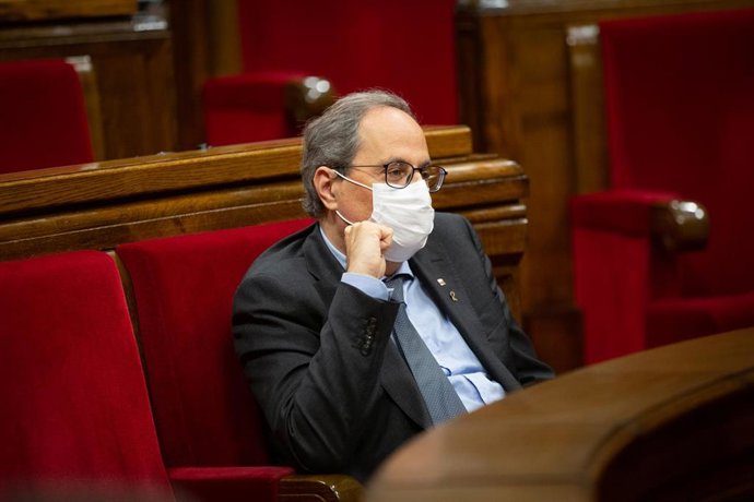 El presidente de la Generalitat, Quim Torra, durante el Debate de Política General (DPG) en el Parlament, en Barcelona, Catalunya (España), a 16 de septiembre de 2020. Durante el plenario, Torra explica la senda que quiere transitar su Ejecutivo en el p