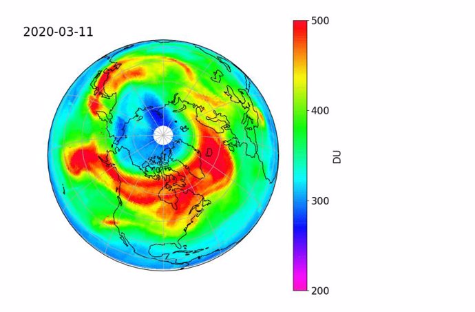 Agujero de la capa de ozono sobre el Ártico de marzo de 2020