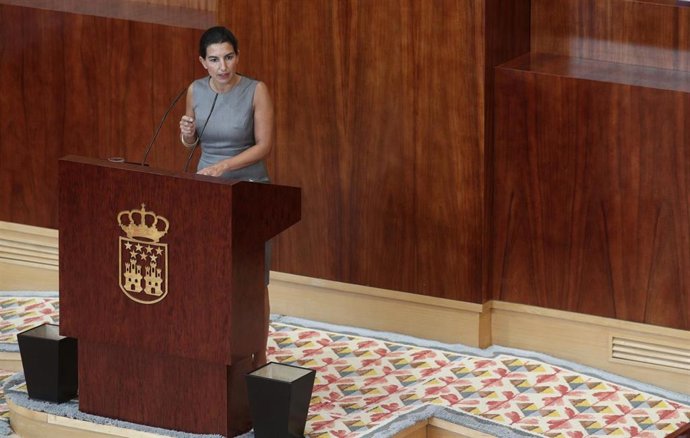 La portavoz de Vox en la Asamblea de Madrid, Rocío Monasterio, interviene durante la segunda jornada del Pleno del Debate del Estado de la Región en Madrid (España), a 15 de septiembre de 2020. En esta segunda sesión participarán los grupos parlamentari