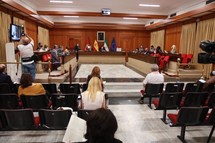 Celebración del Pleno del Ayuntamiento de Córdoba en plena pandemia del Covid.