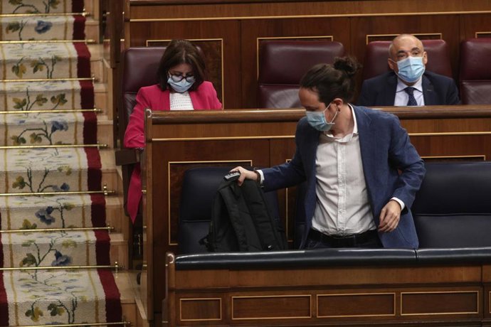 El vicepresidente segundo del Gobierno, Pablo Iglesias,  en el Congreso