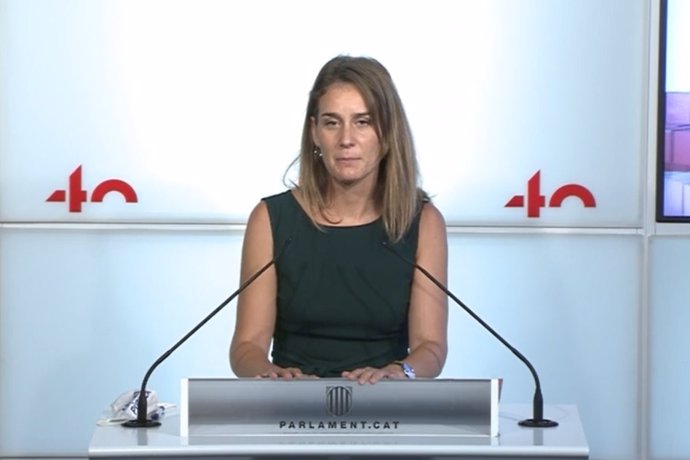 La líder de los comuns en el Parlament, Jéssica Albiach, en rueda de prensa el 17 de septiembre de 2020