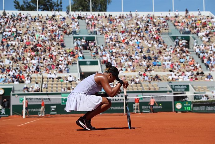 Naomi Osaka durante un partido de Roland Garros 2019