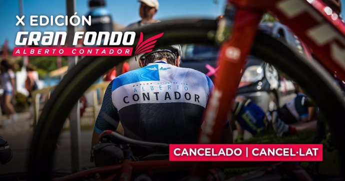 Cartel anunciador de la cancelación de la X edición de La Gran Fondo Alberto Contador