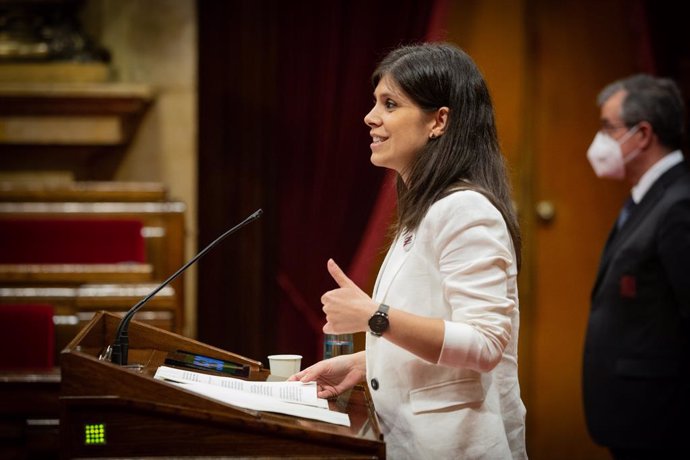 La diputada d'ERC, Marta Vilalta, intervé durant una sessió plenria al Parlament. Barcelona, Catalunya (Espanya), 1 de juliol del 2020.