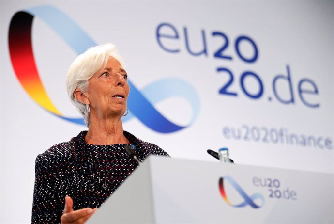11 September 2020, Berlin: President of the European Central Bank (ECB), Christine Lagarde, speaks during a press conference as part of the EU Informal Meeting of Ministers for Economic and Financial Affairs. Photo: Hannibal Hanschke/REUTERS/POOL/dpa