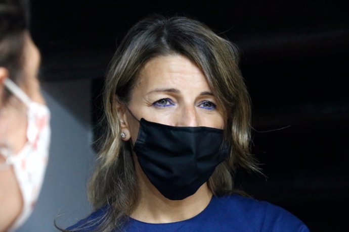Pla tancat de la ministra espanyola de Treball, Yolanda Díaz, a Barcelona el 18/09/2020 (horitzontal)