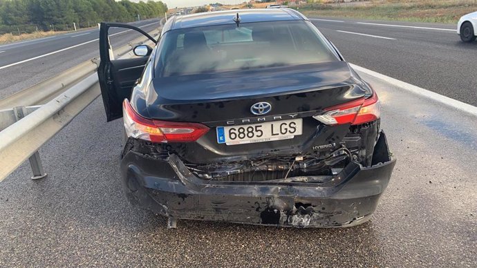 Estado del vehículo en el que ha sufrido un accidente el presidente del PP en Castilla-La Mancha, Paco Núñez