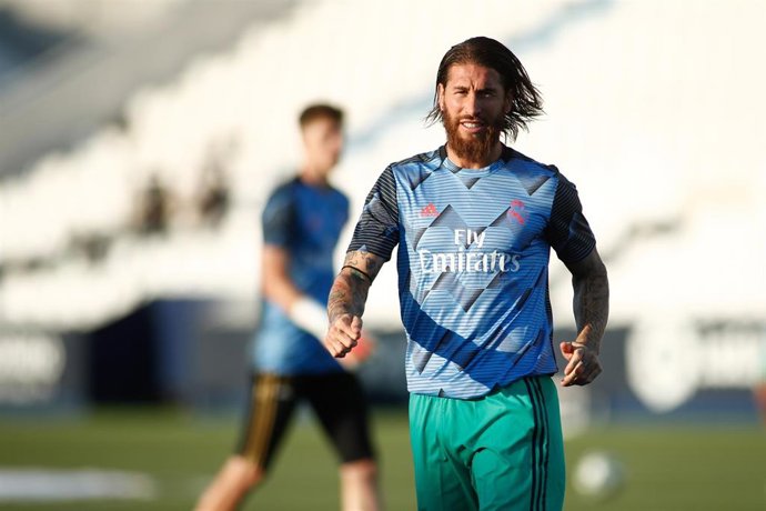 Sergio Ramos durante un entrenamiento del Real Madrid