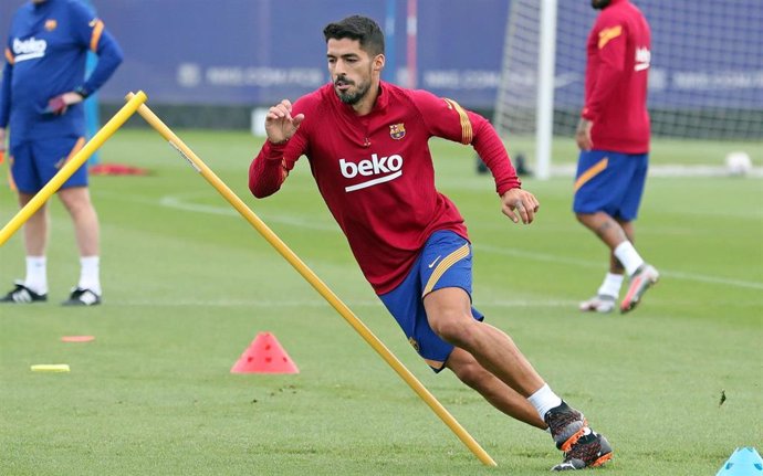Luis Suárez en un entrenamiento del FC Barcelona