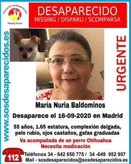 Una mujer de 55 años, María Nuria Baldominos, desapareció el pasado miércoles en la Comunidad de Madrid