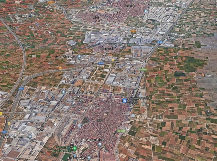 Localización de Silla, Beniparrell, Albal y Catarroja y la V-21