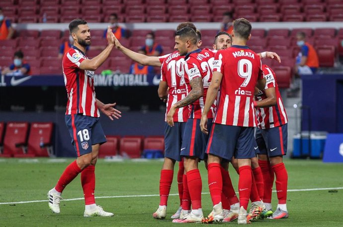El Atlético de Madrid celebra un gol en el Wanda