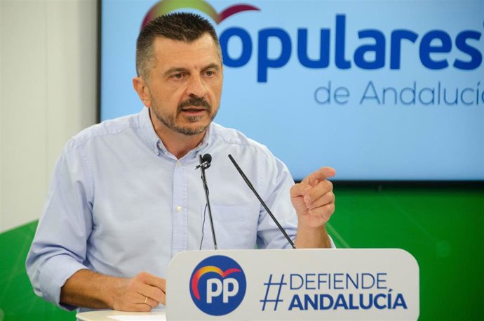 El vicesecretario general del PP-A, Toni Martín, en una foto de archivo en rueda de prensa.