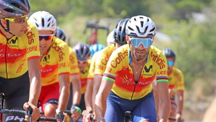 Alejandro Valverde con la selección española de ciclismo en ruta