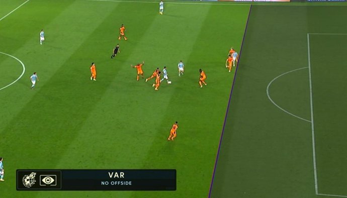 Imagen del VAR en el gol del Celta ante el Valencia