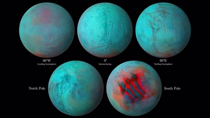 Indicios de hielo fresco en el hemisferio norte de Encélado