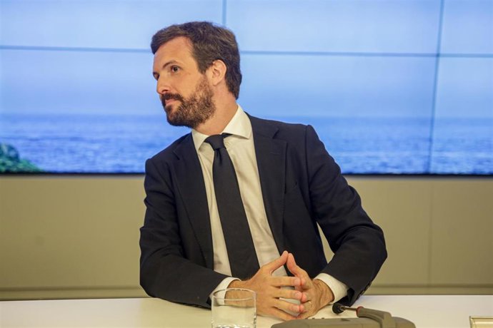 El presidente nacional del Partido Popular, Pablo Casado, preside, la reunión del Comité Ejecutivo Nacional del Partido Popular en la sede nacional del partido, en Madrid (España), a 15 de julio de 2020.
