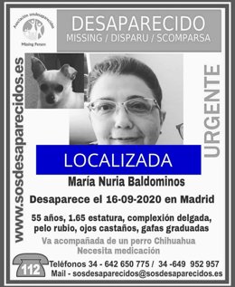 Localizada la mujer desaparecida el pasado miércoles en la Comunidad de Madrid