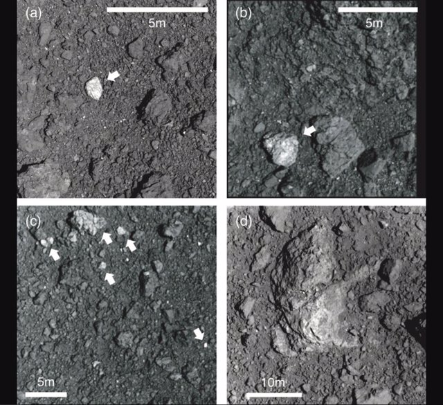 Hayabusa2 captura imágenes de rocas tipo S inusualmente brillantes que se destacan del material tipo C más oscuro que constituye la mayor parte de Ryugu