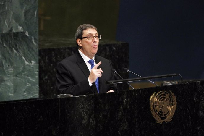 El ministro de Asuntos Exteriores de Cuba, Bruno Rodríguez, durante una intervención en Naciones Unidas.