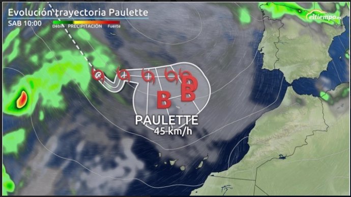 Evolución y trayectoria del huracán Paulette, que ya debilitado llegará a Madeira y afectará con fuertes vientos el fin de semana a Canarias.