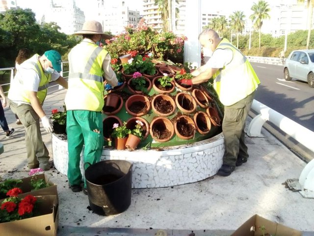 Trabajos en el Puente de las Flores
