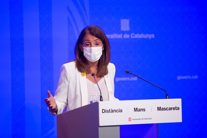 La consellera de la Presidencia y portavoz de la Generalitat, Meritxell Budó, durante una rueda de prensa tras el Consell Executiu, en Barcelona, Cataluña, (España) a 22 de septiembre de 2020.