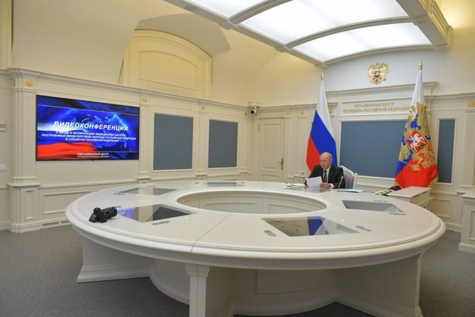 El presidente de Rusia, Vladimir Putin, en una videoconferencia