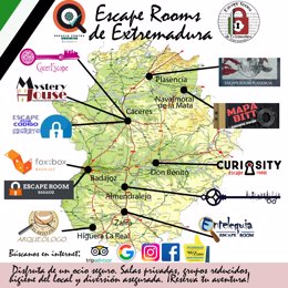 Mapa de Escape Rooms en Extremadura