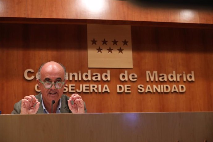 El viceconsejero de Salud Pública y Plan Covid-19, Antonio Zapatero, informa sobre la situación epidemiológica y asistencial por coronavirus en la Comunidad de Madrid, en la Consejería de Sanidad