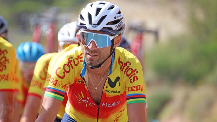 Alejandro Valverde, en una concentración con la selección española de ciclismo